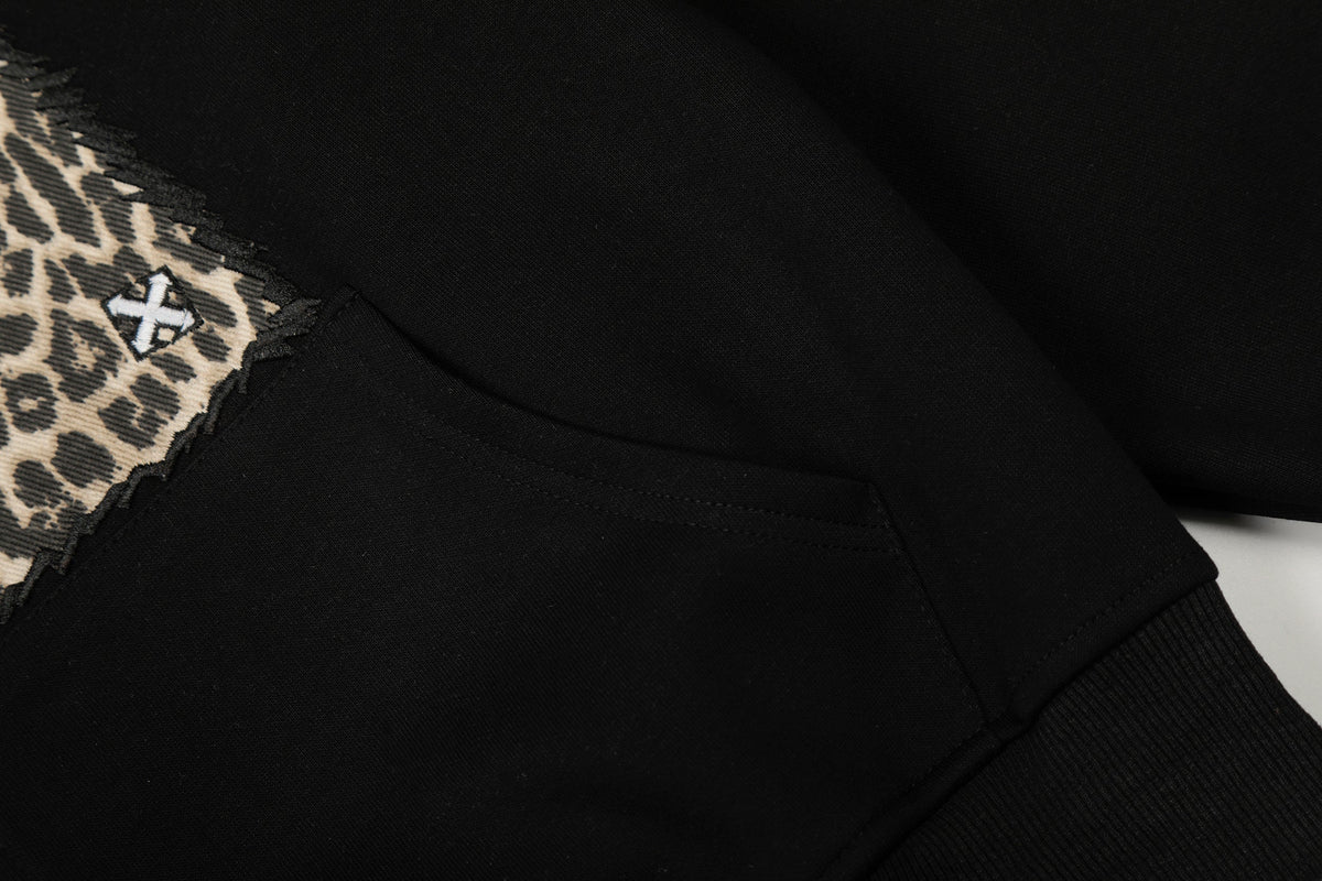 Madxmarx Leopard Panel Zip Hoodie