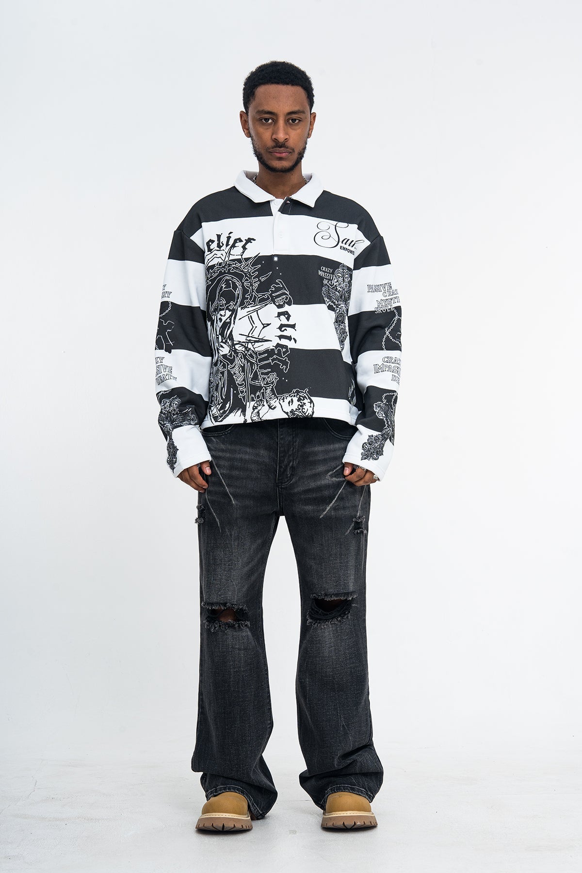 Madxmarx Graphic Stripe Rugby Polo
