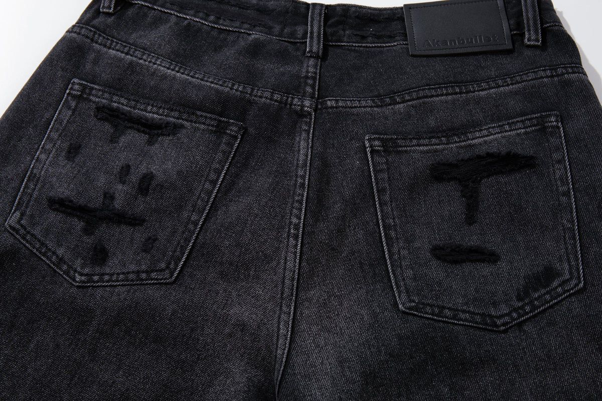 Madxmarx Jeans mit weitem Bein in beschichteter Distress-Optik