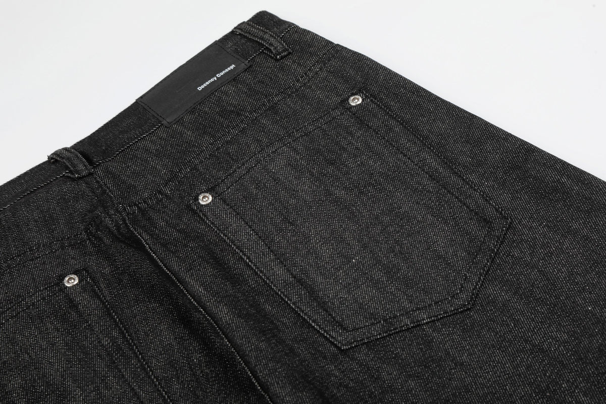 Madxmarx „Black Raw Button Denim Jeans“