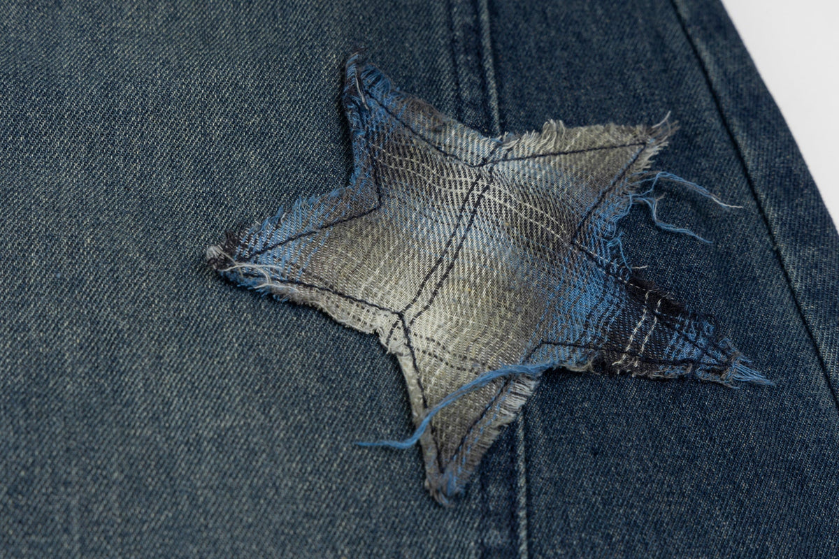 Jeans de pierna ancha con parche de estrella Madxmarx