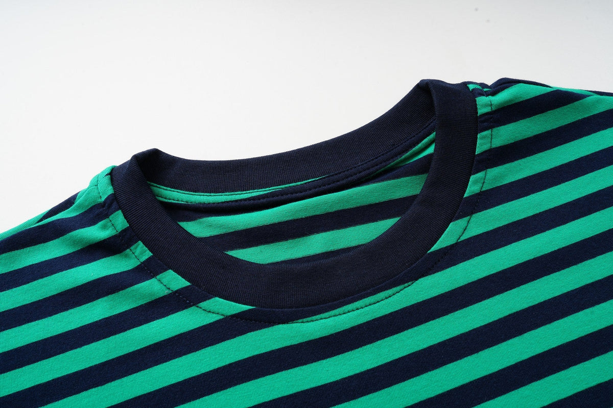 Madxmarx Green Striped Long Sleeve Tee