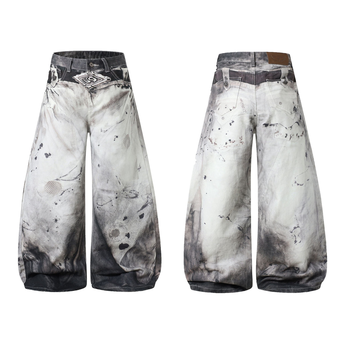 Madxmarx Abstract Wash Wide-Leg Jeans