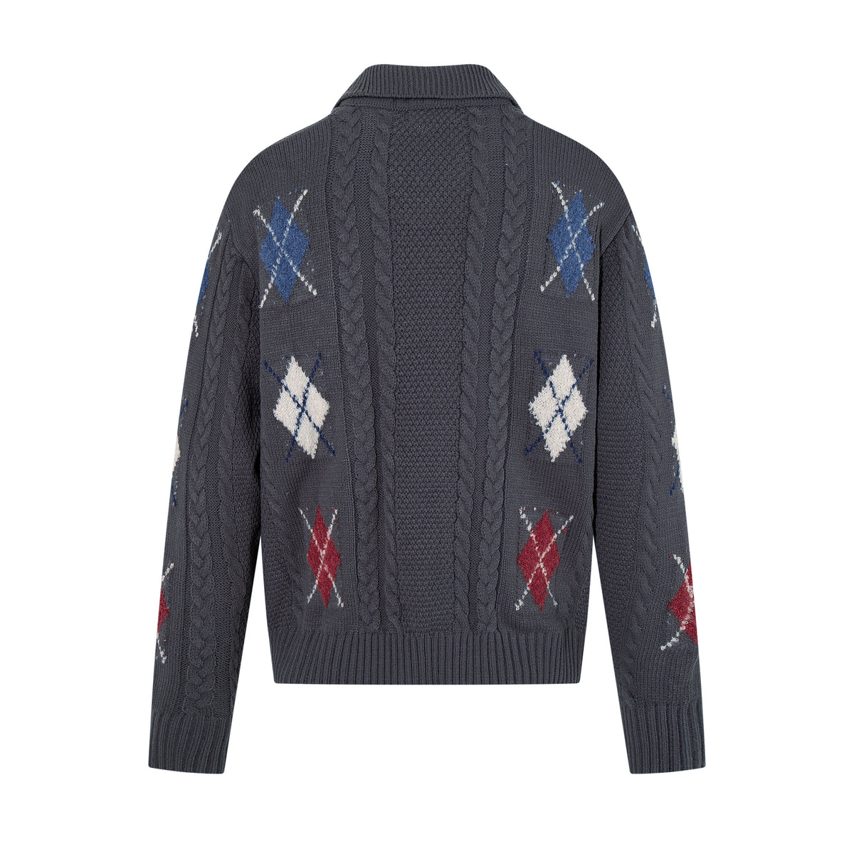 Madxmarx Argyle Cable Knit Cardigan
