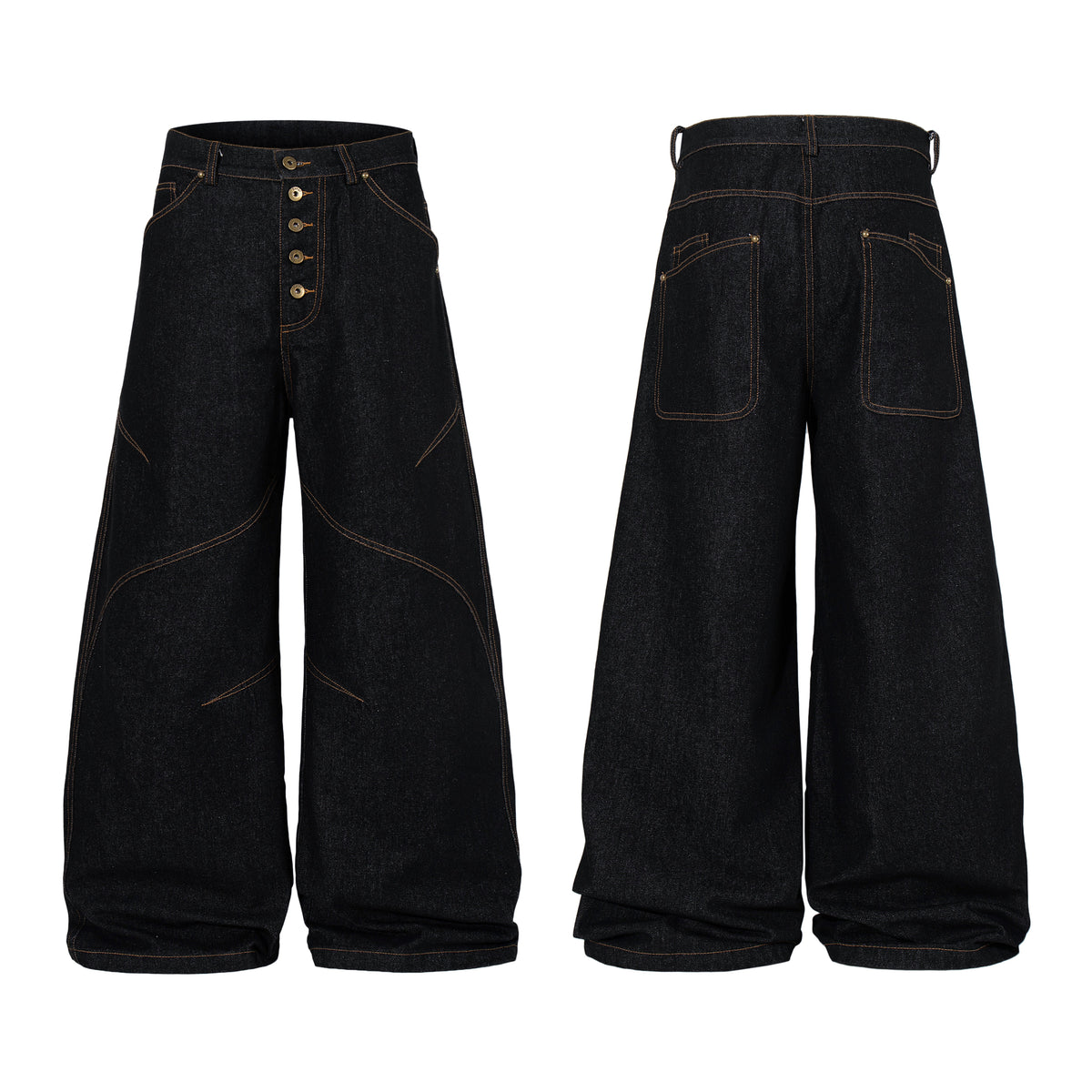 Pantalon en jean large à empiècement incurvé Madxmarx