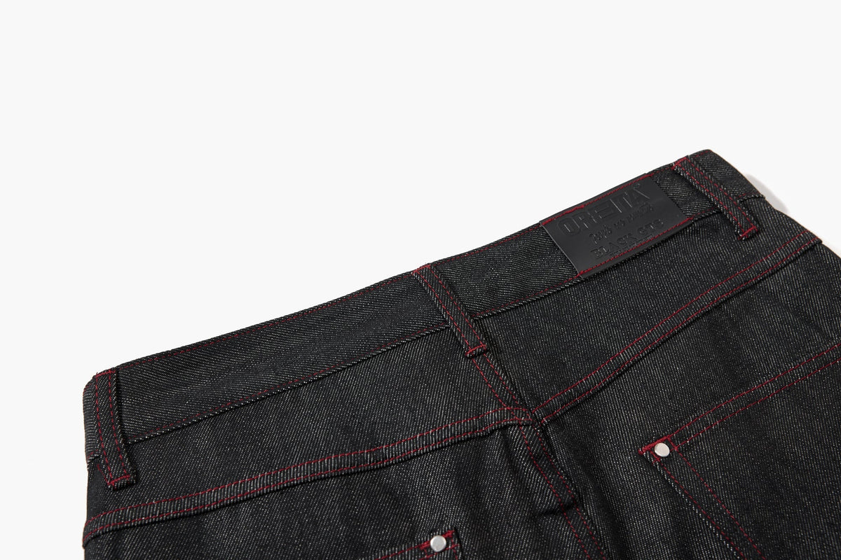 Pantalon en jean à poches multiples surpiqué Madxmarx
