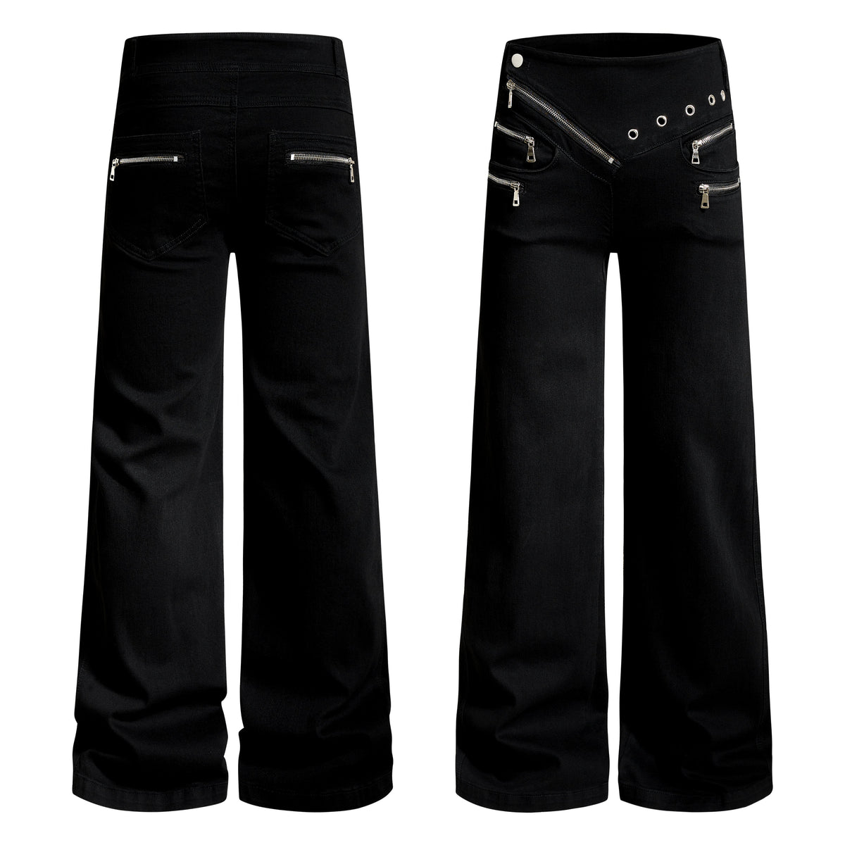 Pantalon évasé à détails zippés Madxmarx