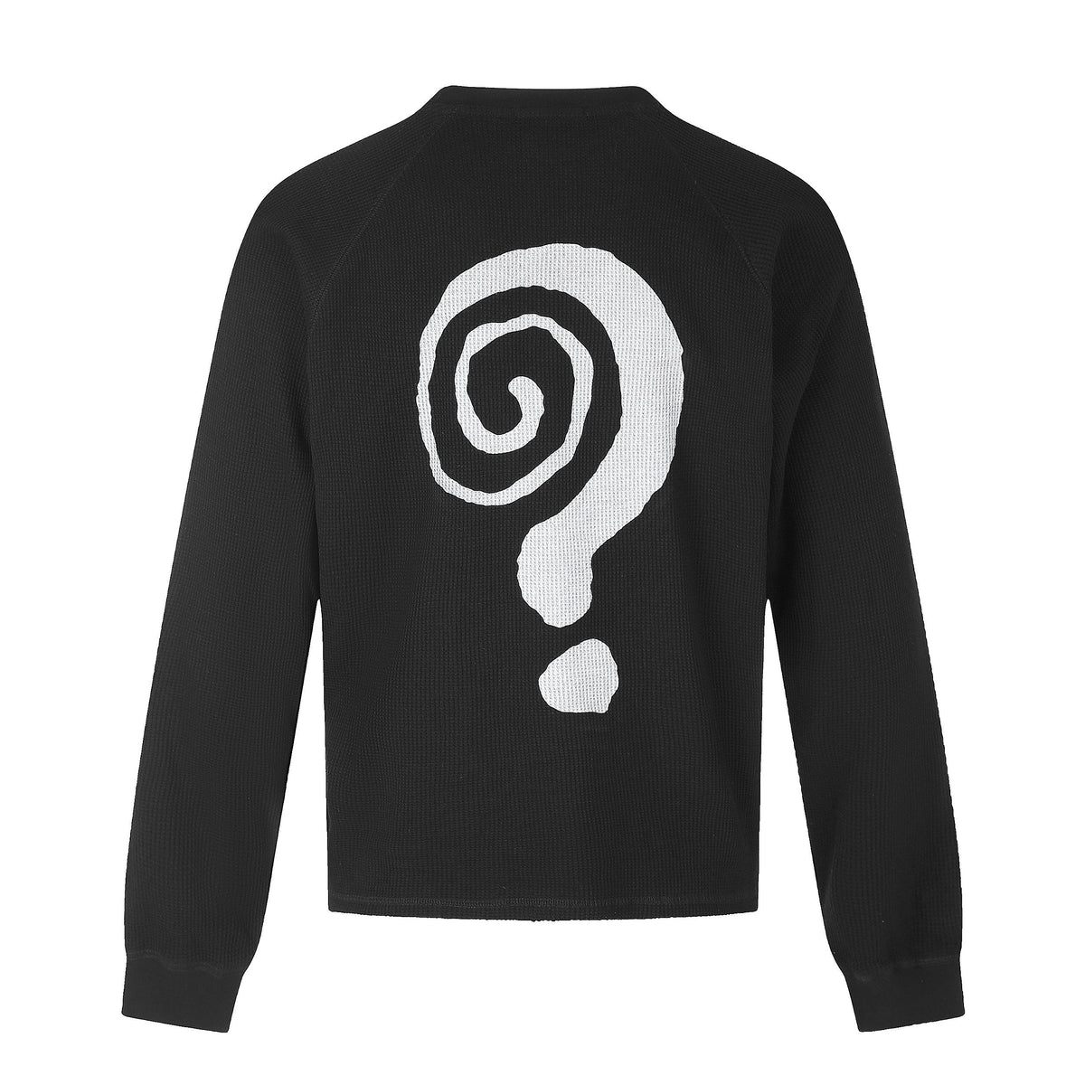 Madxmarx Abstract Letter Graphic Waffle Long Sleeve Tee