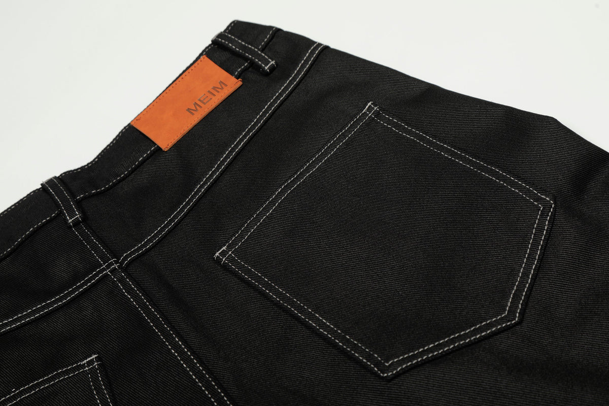 Pantalon large en jean à surpiqûres contrastantes Madxmarx