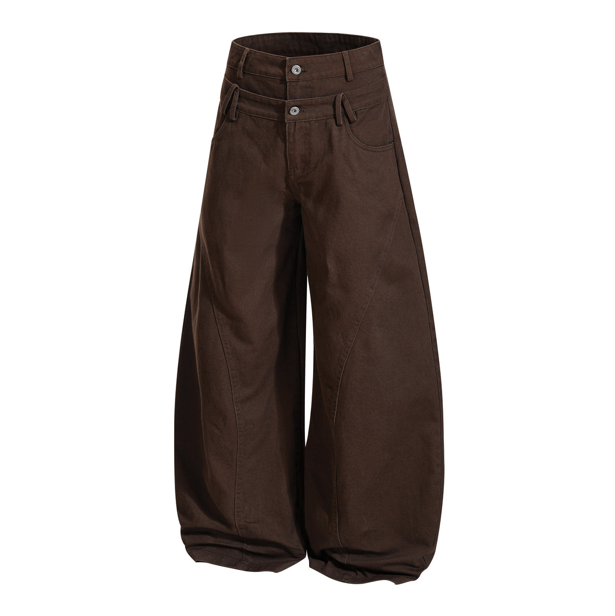 Madxmarx Double-Waist Curved Wide Pants