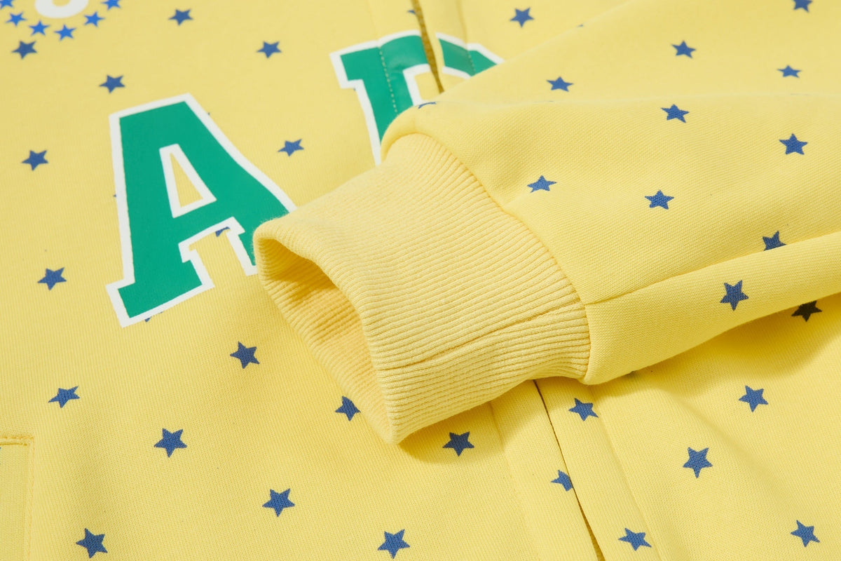 Madxmarx Star Print Varsity Zip-Up Hoodie
