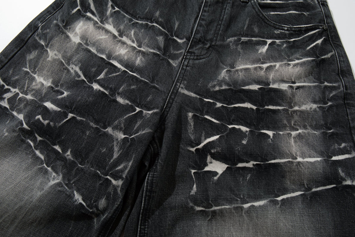 Madxmarx Cracked-Wash Wide-Leg Denim