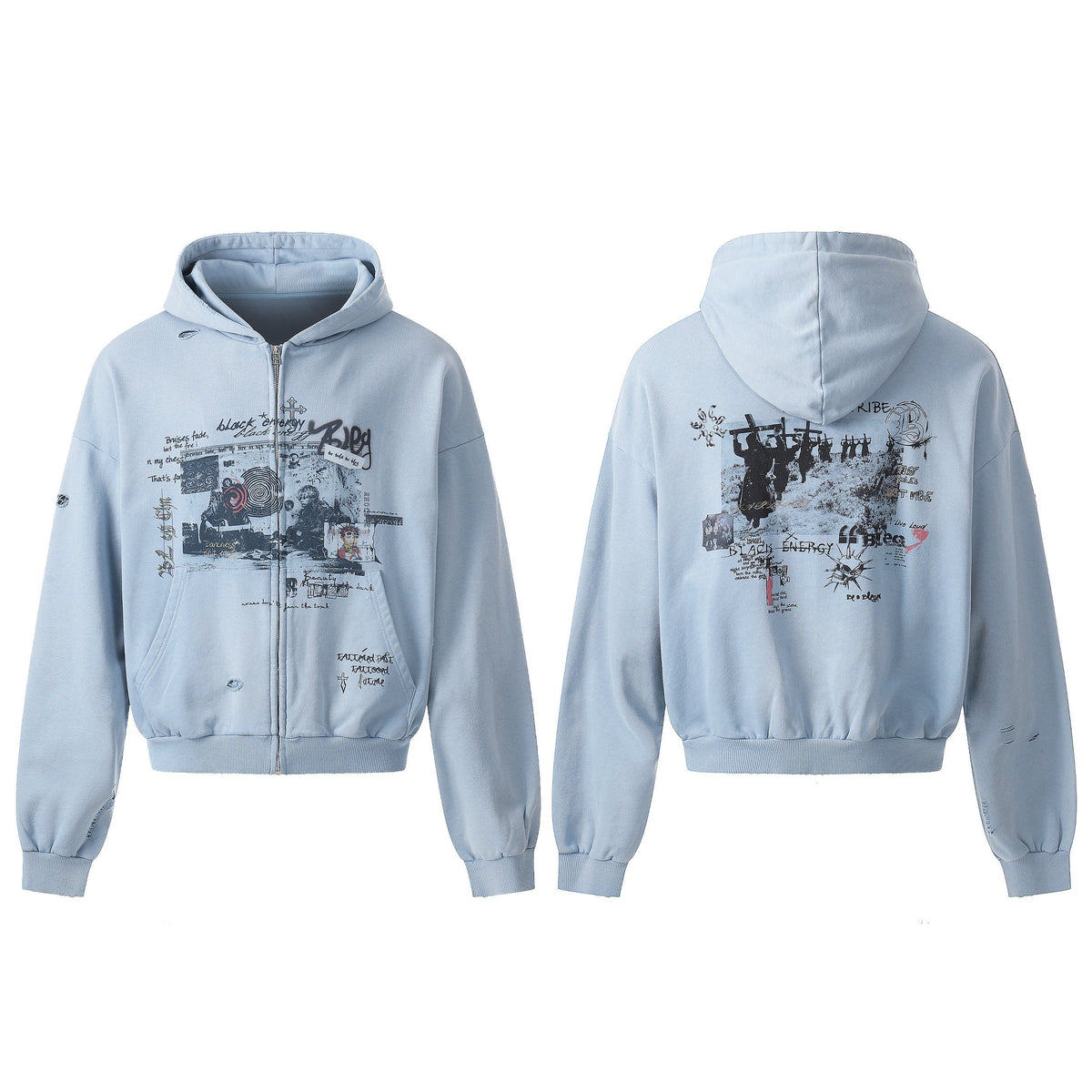 Madxmarx Collage Graphic Zip-Up Hoodie
