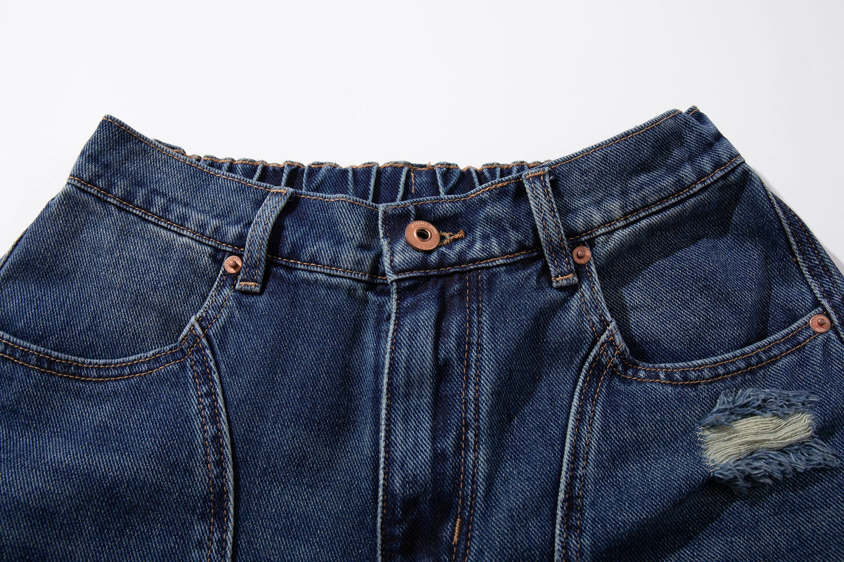 Madxmarx Distressed Panel Wide-Leg Jeans
