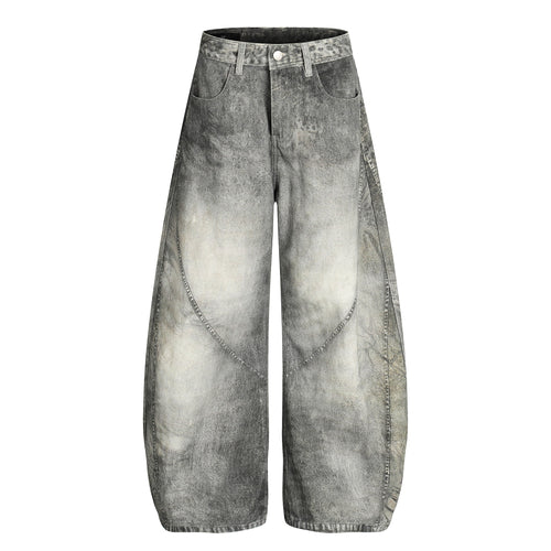 Madxmarx Washed Curved Denim Pants - XS / Black