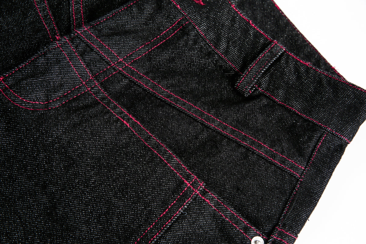 Madxmarx Red Stitch Barrel Denim Pants