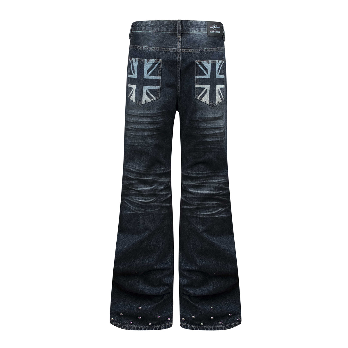 Madxmarx Union Jack Studded Wide-Leg Jeans