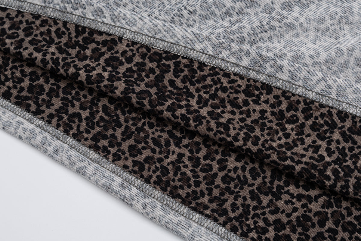 Madxmarx Leopard Graphic Raglan Long Sleeve Tee