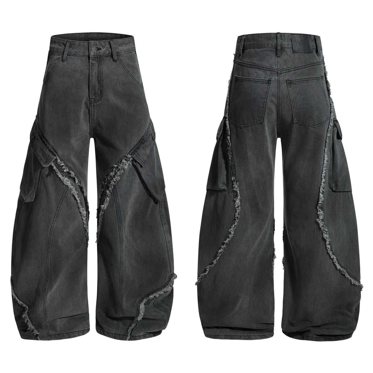 Jean cargo incurvé délavé et effiloché Madxmarx