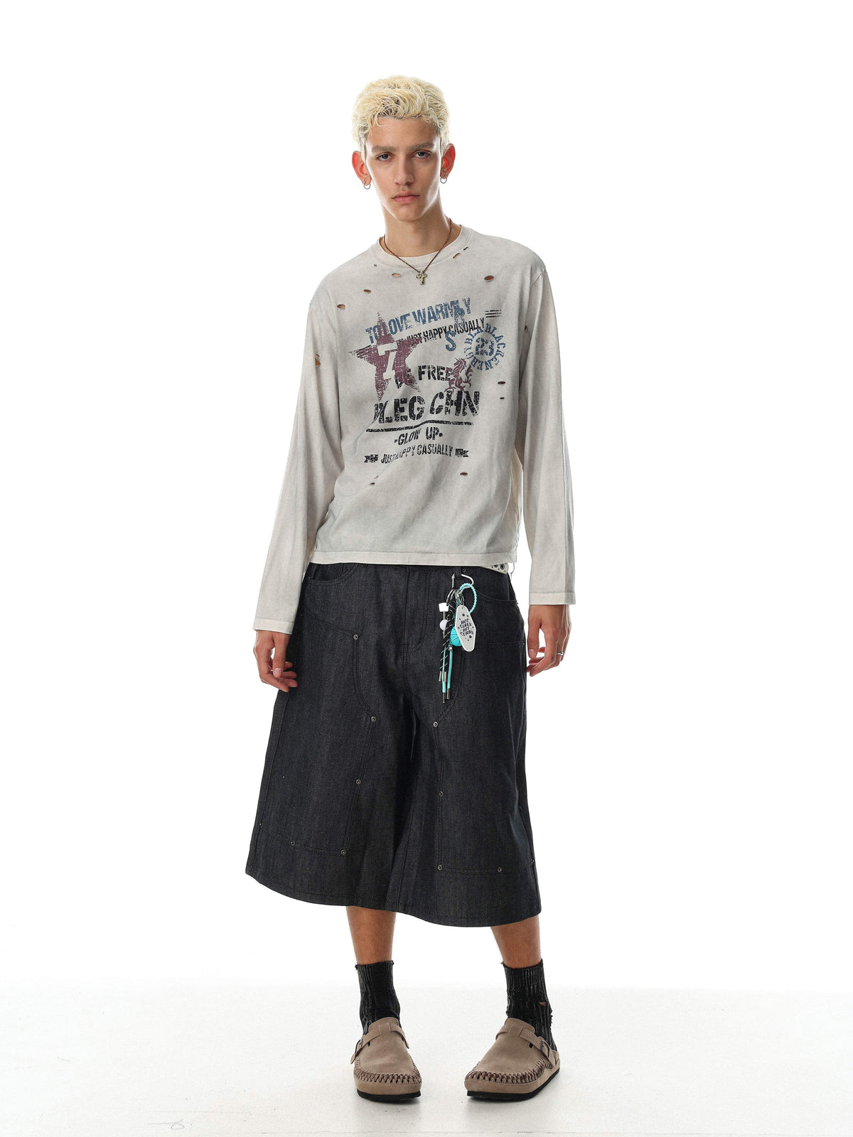 Madxmarx Vintage Distressed Graphic Long Sleeve T-Shirt