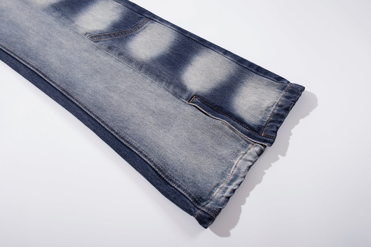 Madxmarx Gradient Fade Split-Hem Wide-Leg Jeans