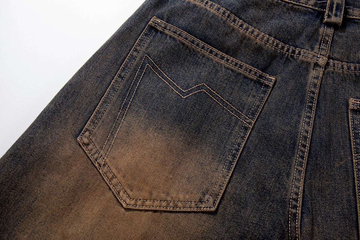 Madxmarx Sand-Fade Utility Wide-Leg Jeans