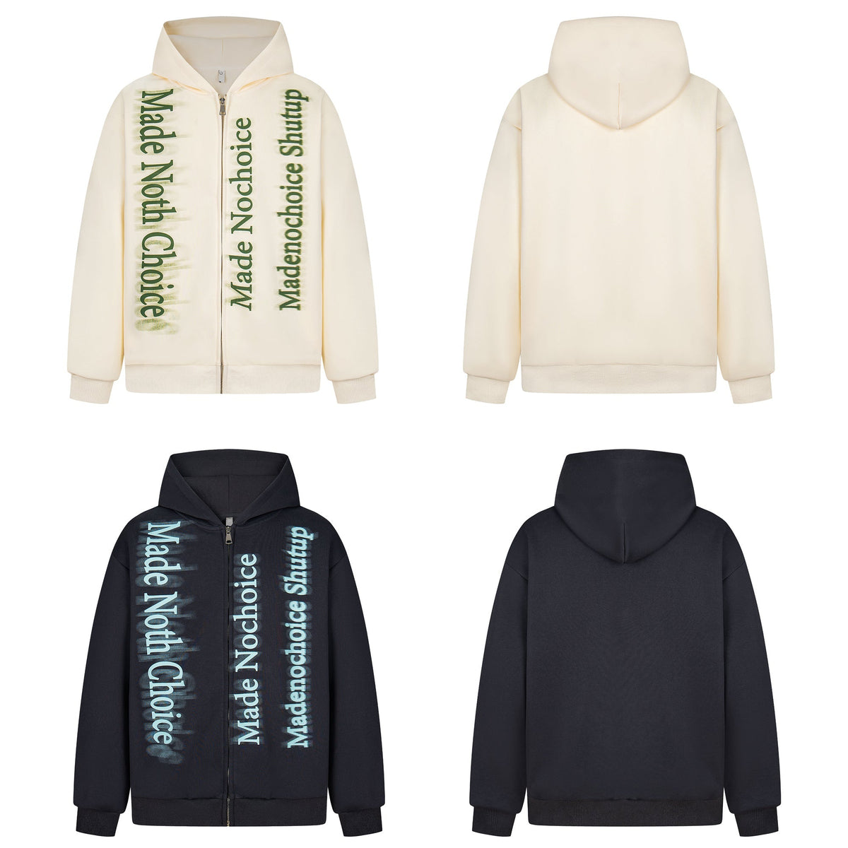 Madxmarx Gradient Letter Zip Hoodie
