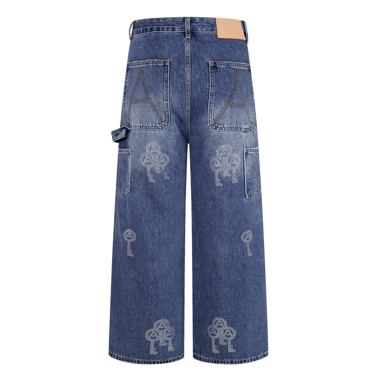 Madxmarx Rhinestone Utility Wide-Leg Jeans