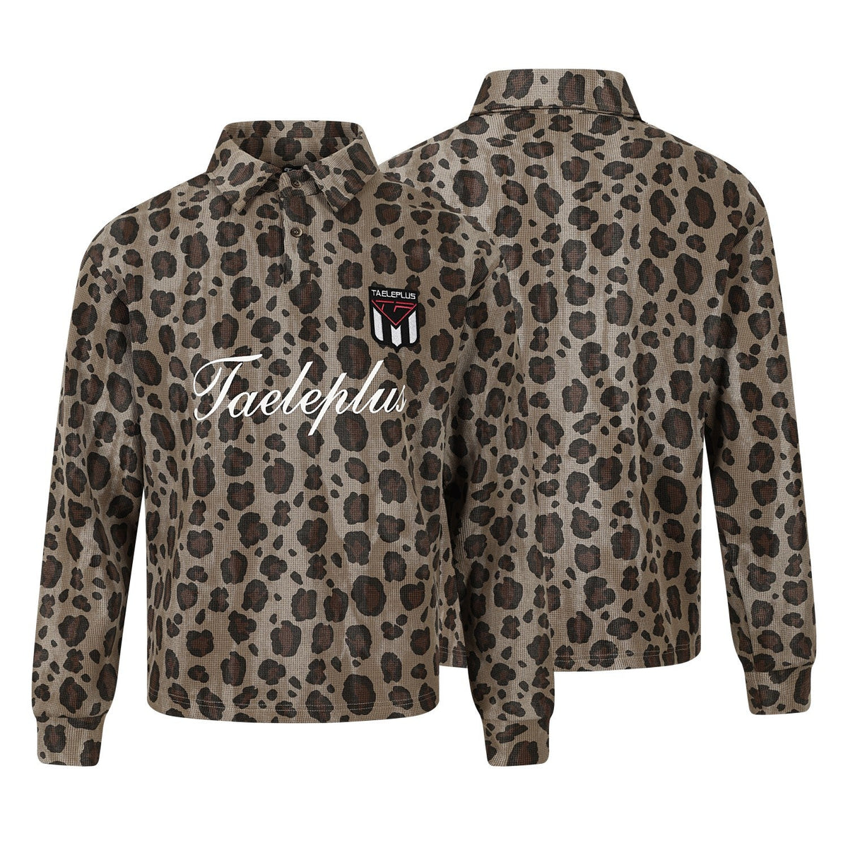 Madxmarx Leopard Print Long Sleeve Polo
