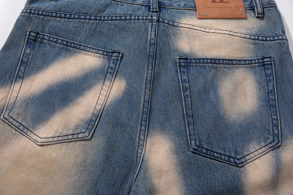 Madxmarx Spray-Fade Graffiti-Jeans mit weitem Bein