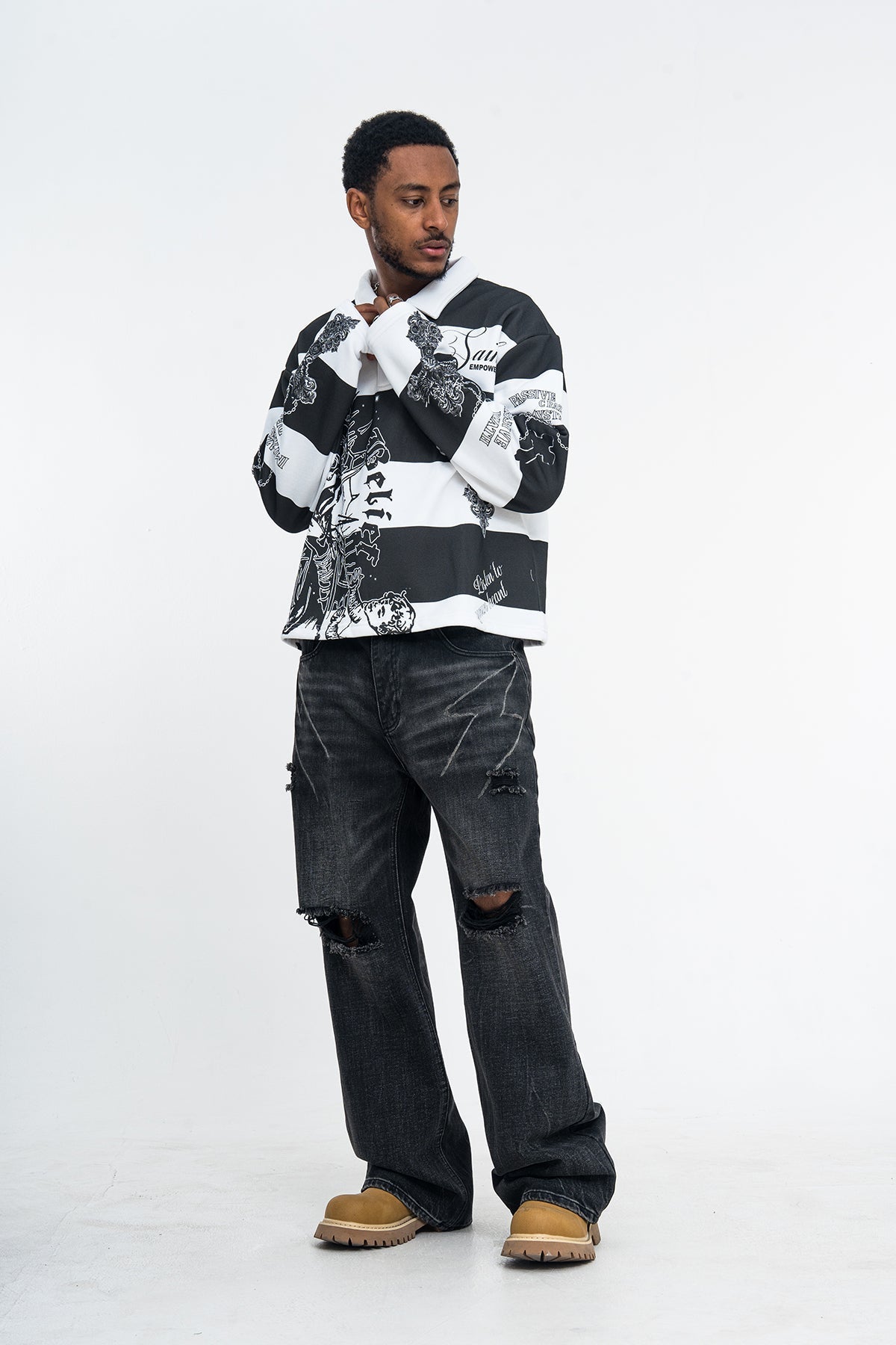 Madxmarx Graphic Stripe Rugby Polo