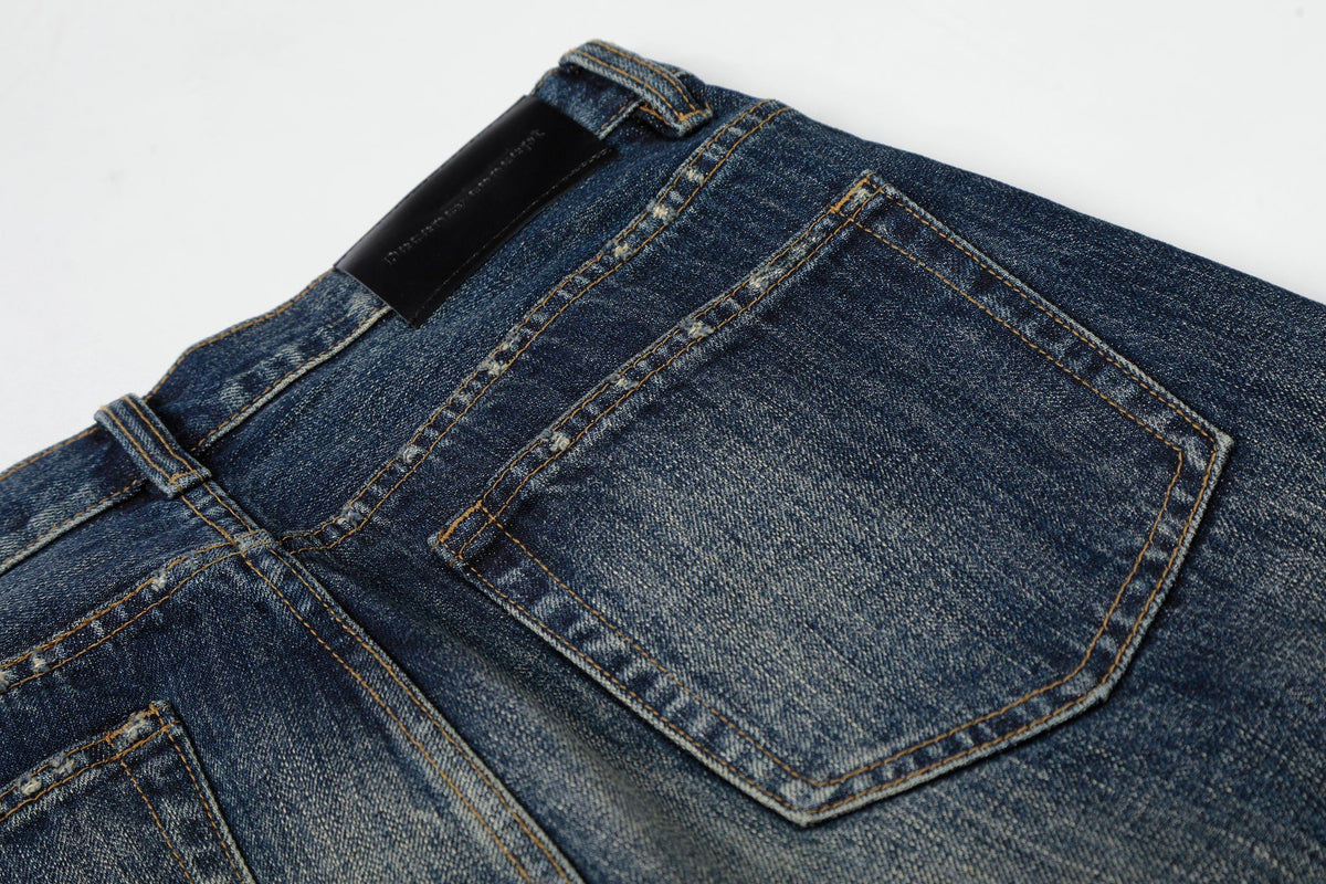 Madxmarx Distressed Dark Wash Wide-Leg Jeans