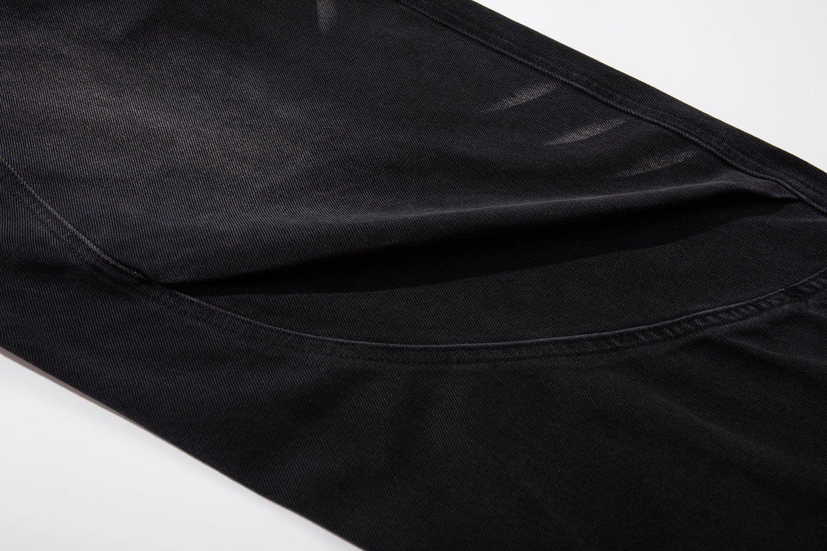 Madxmarx Strap-Detail Washed Wide-Leg Jeans