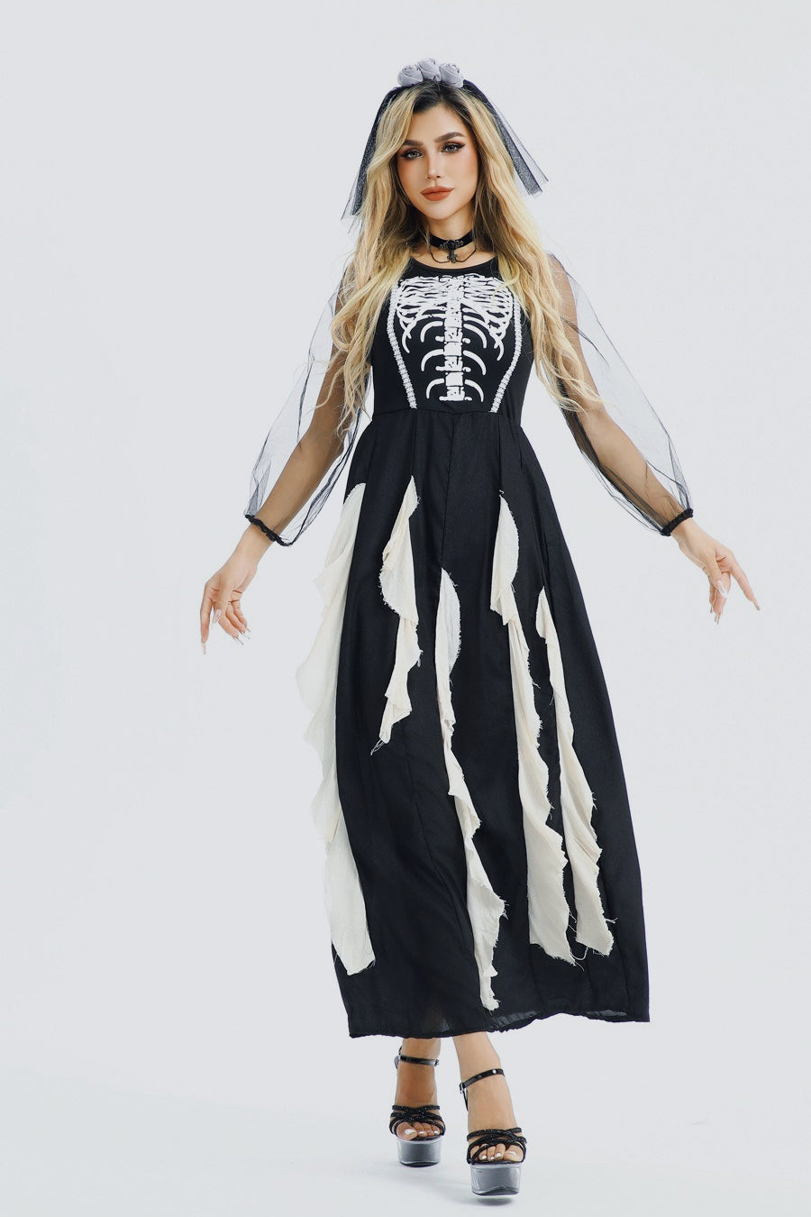 Vestido de novia diabólica gótica de Halloween