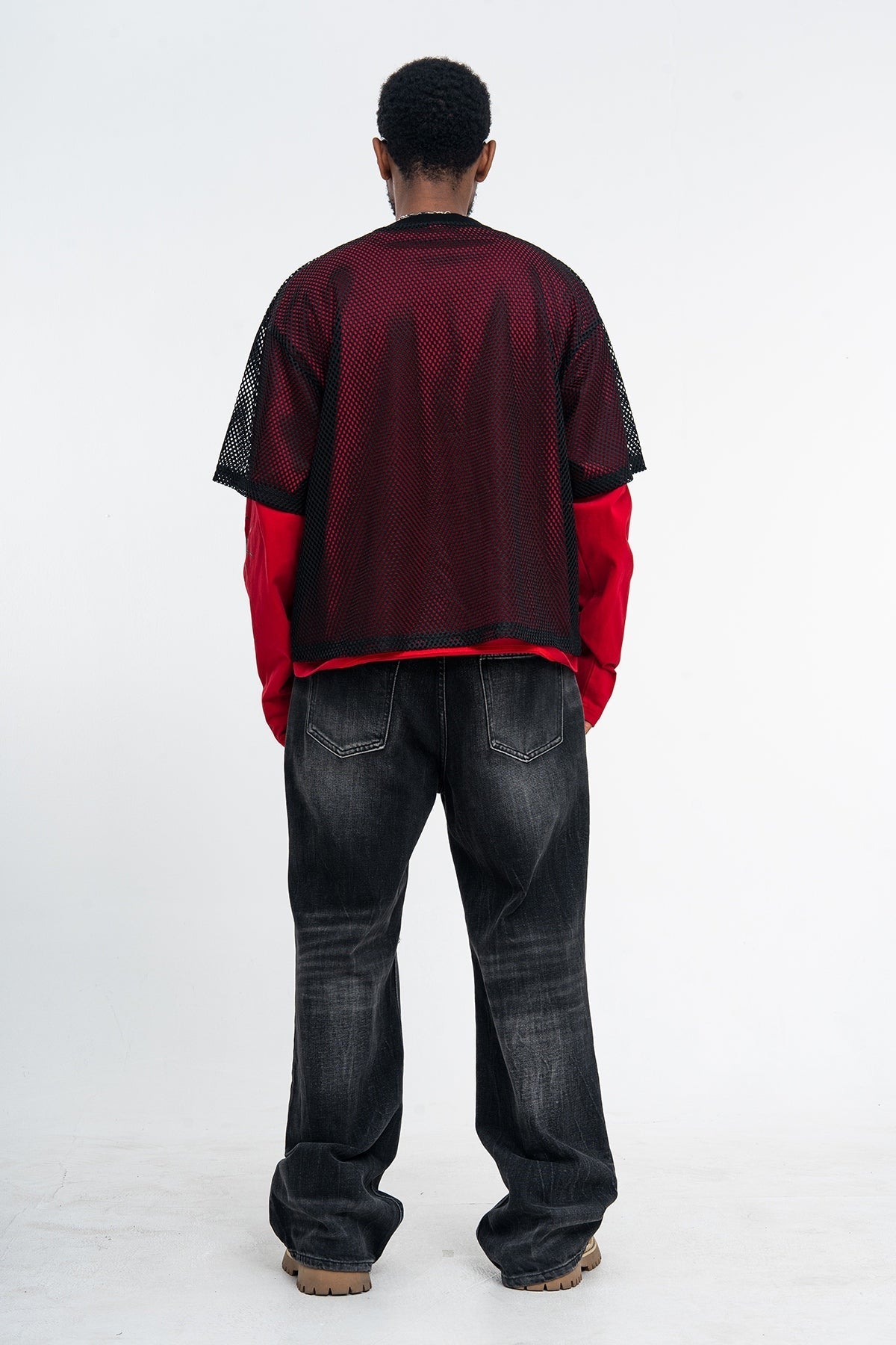 Madxmarx Layered Mesh Graphic Long Sleeve Tee