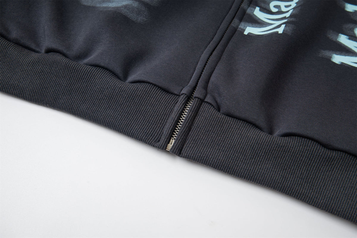 Madxmarx Gradient Letter Zip Hoodie