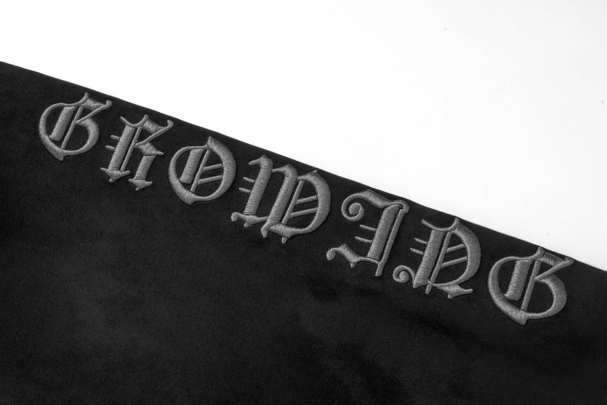 Madxmarx Gothic Embroidered Suede Zip Hoodie