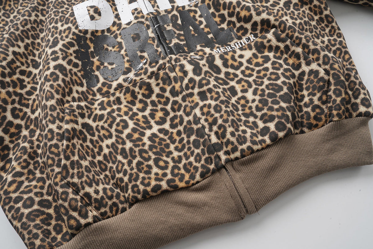 Madxmarx Leopard Graphic Zip-Up Hoodie