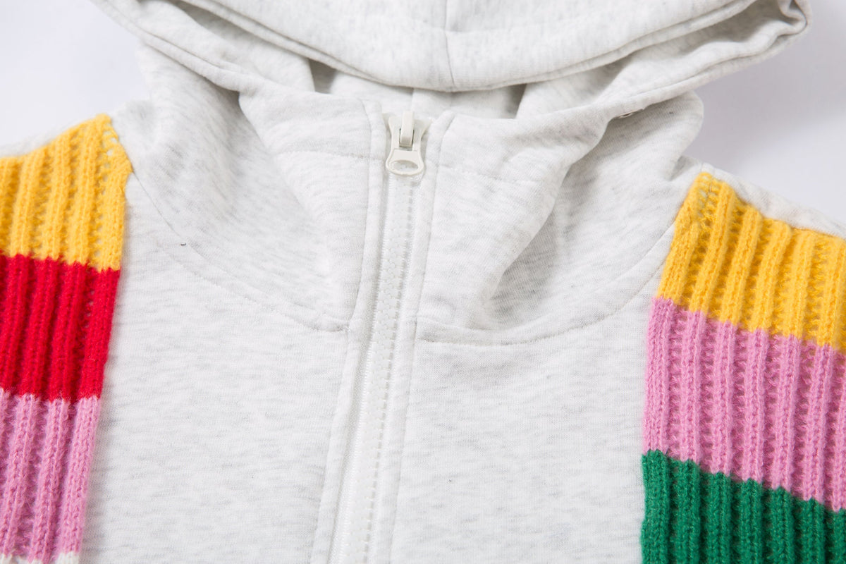 Madxmarx Color-Block Scarf Hooded Zip Jacket