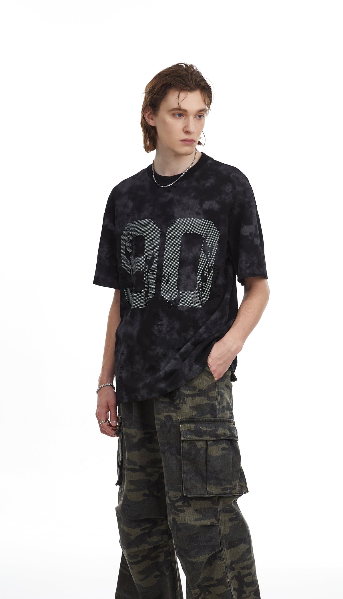 Madxmarx Marble-Wash Number Graphic Tee