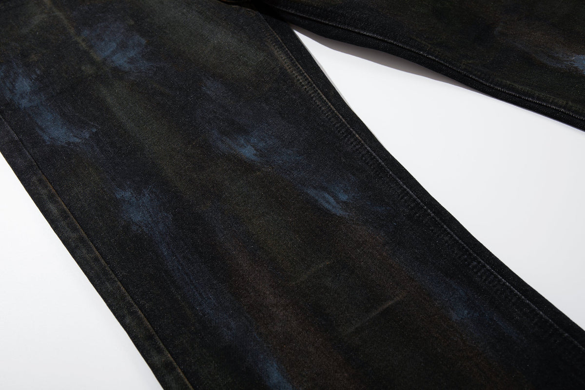 Madxmarx Hand-Painted Washed Wide-Leg Jeans