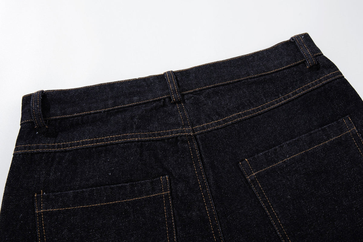 Madxmarx Military Button Panel Wide-Leg Jeans