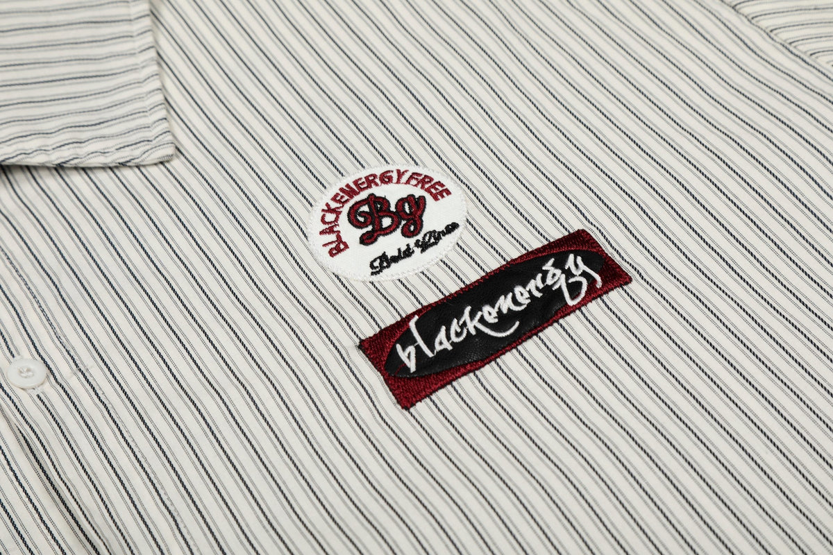 Madxmarx “Pinstripe Patch Graphic Shirt”