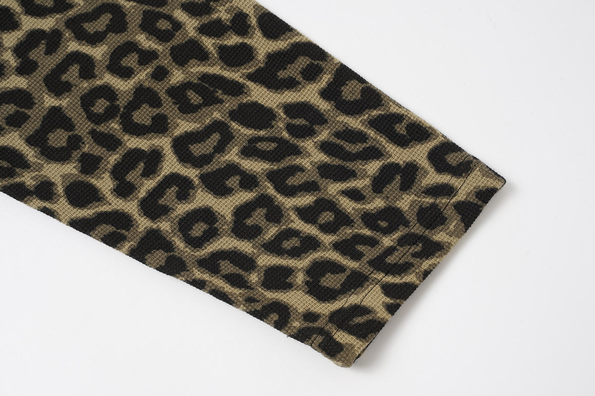 Madxmarx Leopard Sleeve Cross Graphic Long Sleeve Tee