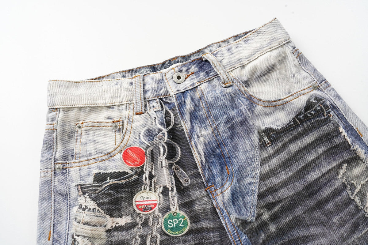 Madxmarx Distressed Patchwork Jeans