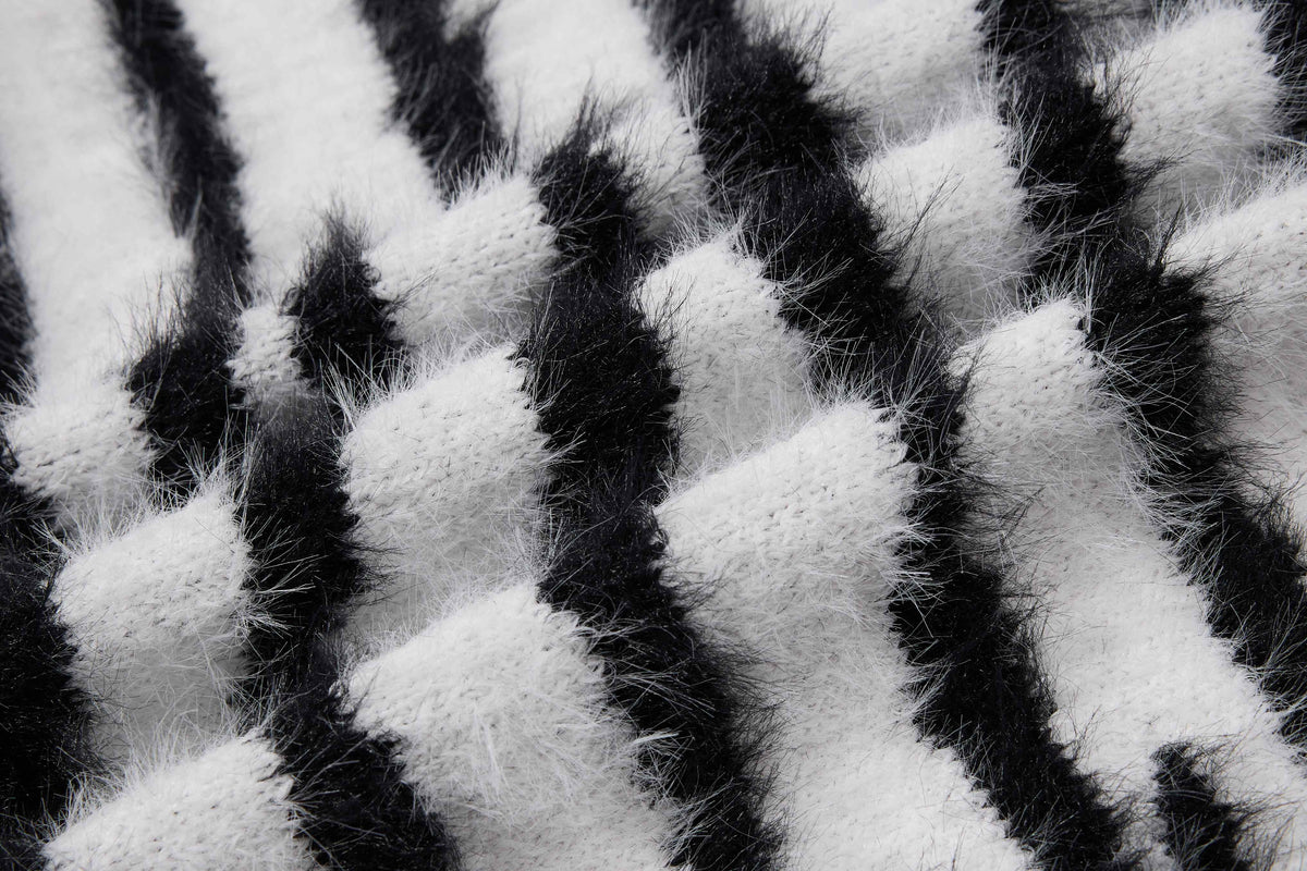 Madxmarx Fuzzy Zebra Graphic Zip-Up Sweater