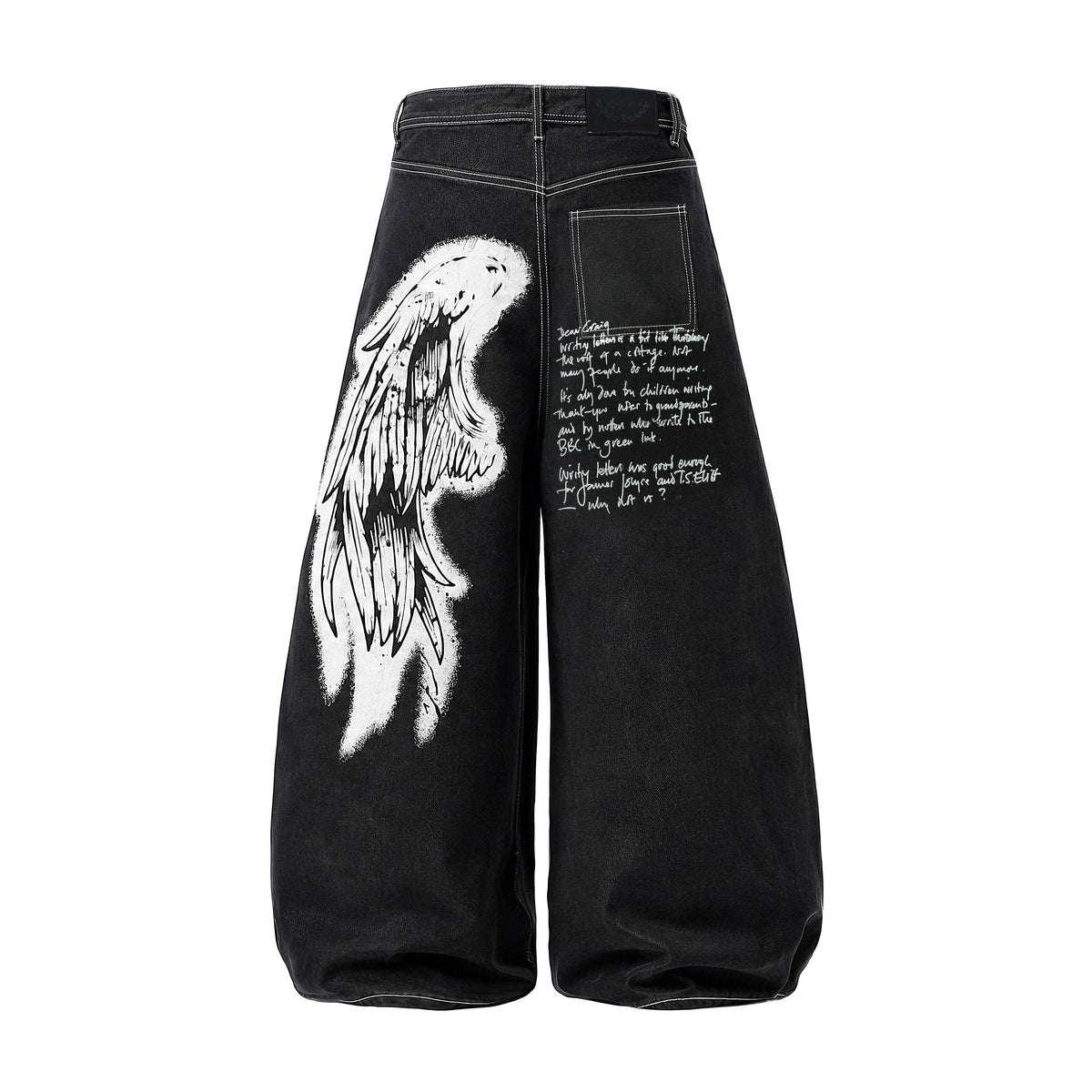 Madxmarx Angel Wing Graffiti Wide-Leg Jeans