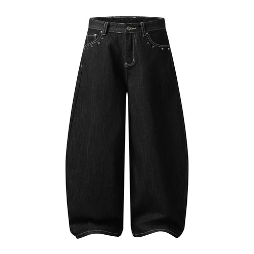 Madxmarx “Angel Wing Wide-Leg Denim Jeans” - XS / Black