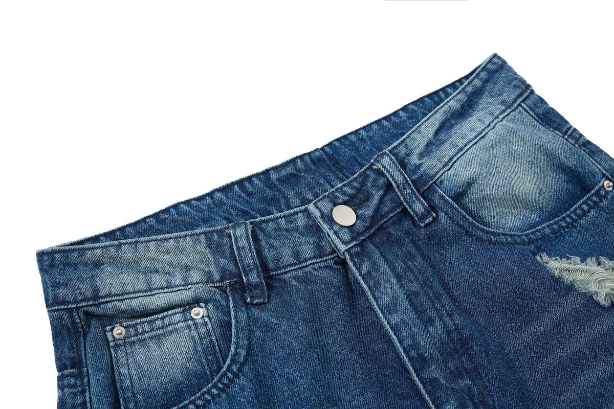 Madxmarx Distressed Wide-Leg Denim Jeans