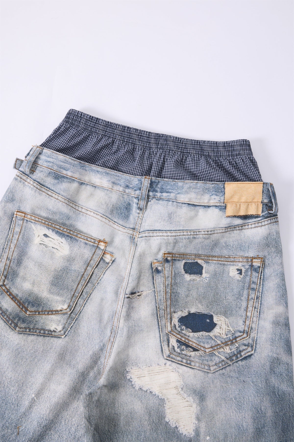 Madxmarx Layered Waist Distressed Jeans
